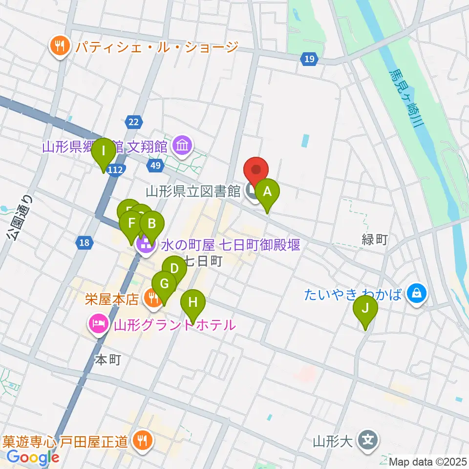 山形県生涯学習センター遊学館周辺のホテル一覧地図