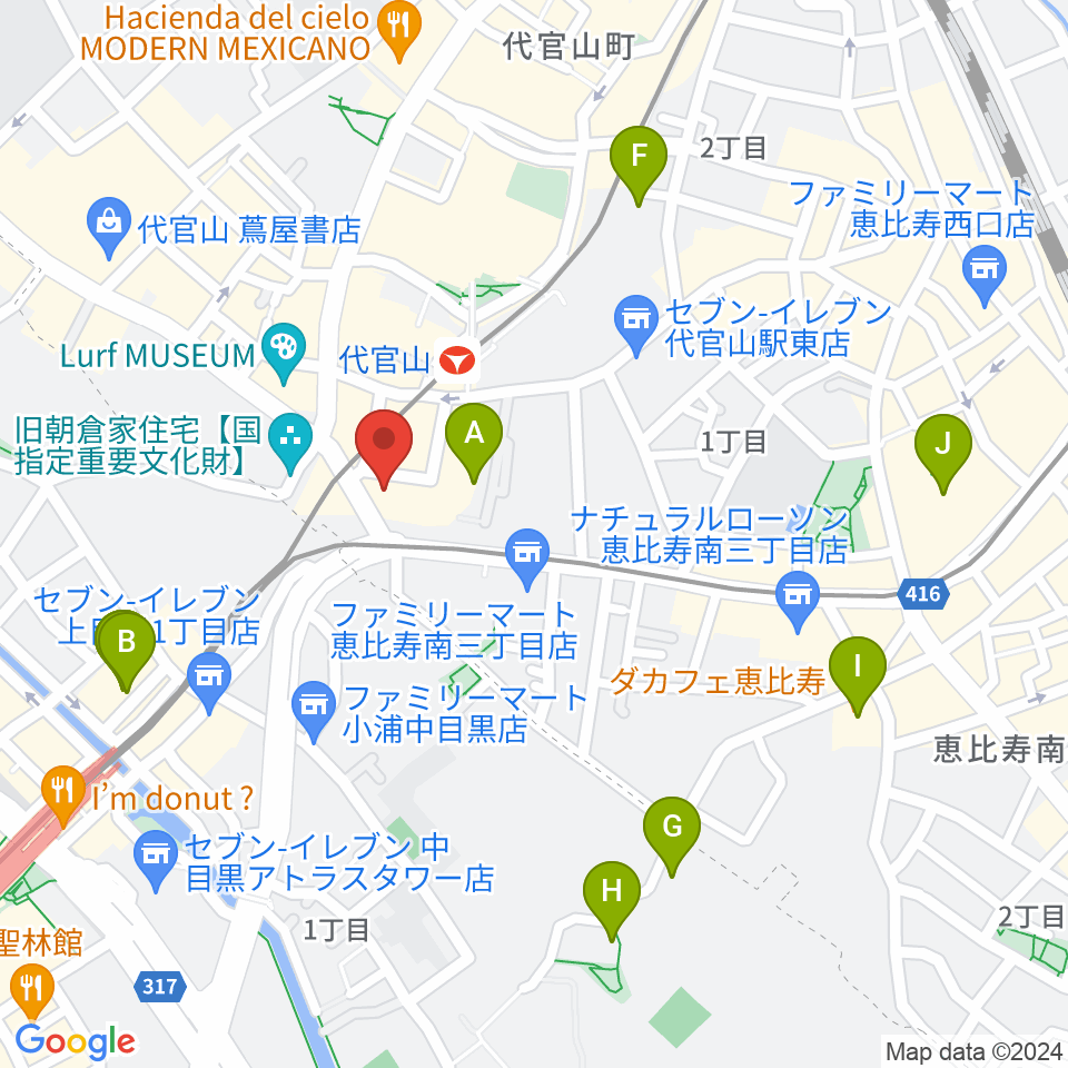 代官山B1FLAT周辺のホテル一覧地図