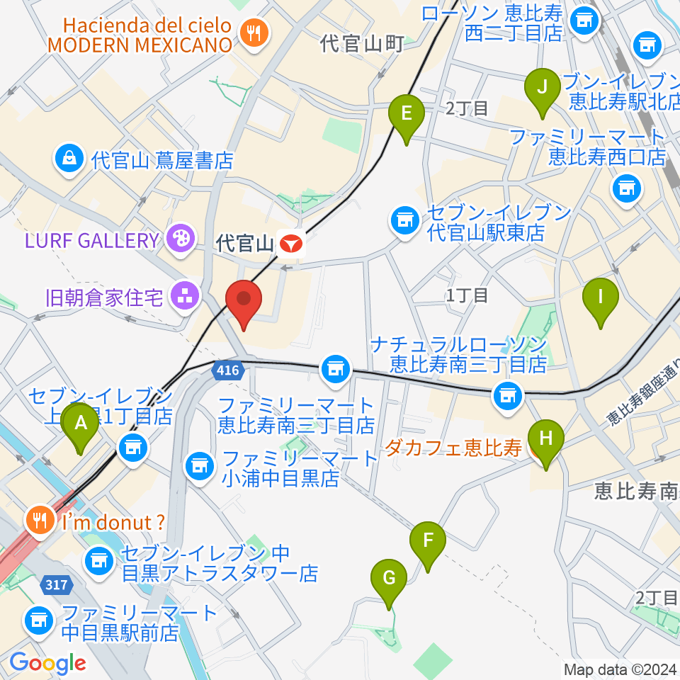 代官山B1FLAT周辺のホテル一覧地図