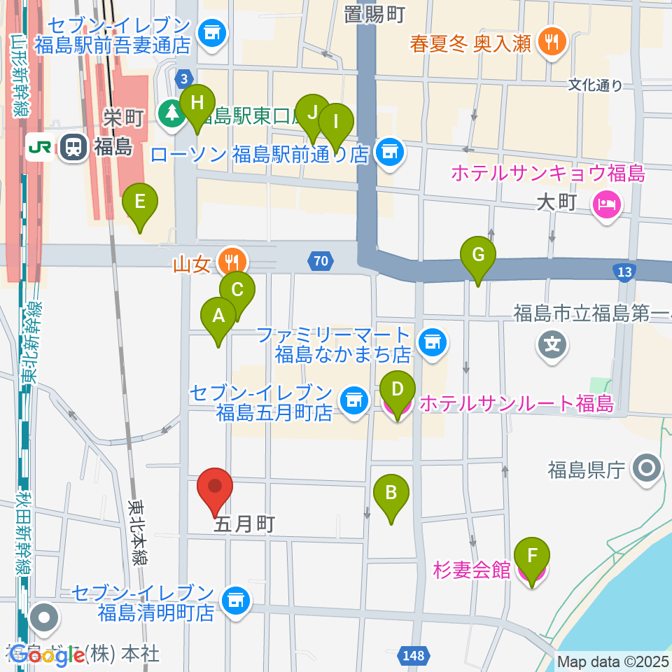 株式会社あきたや 音楽教室周辺のホテル一覧地図