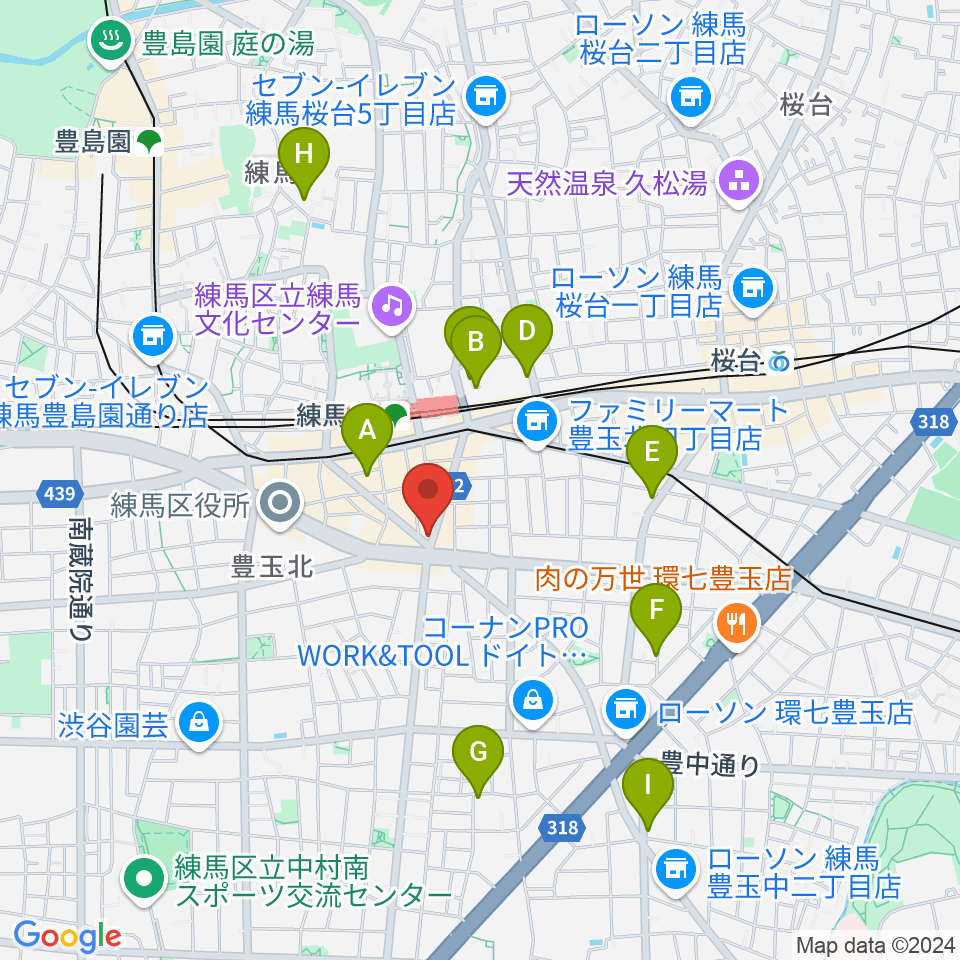 練馬FAMILY周辺のホテル一覧地図