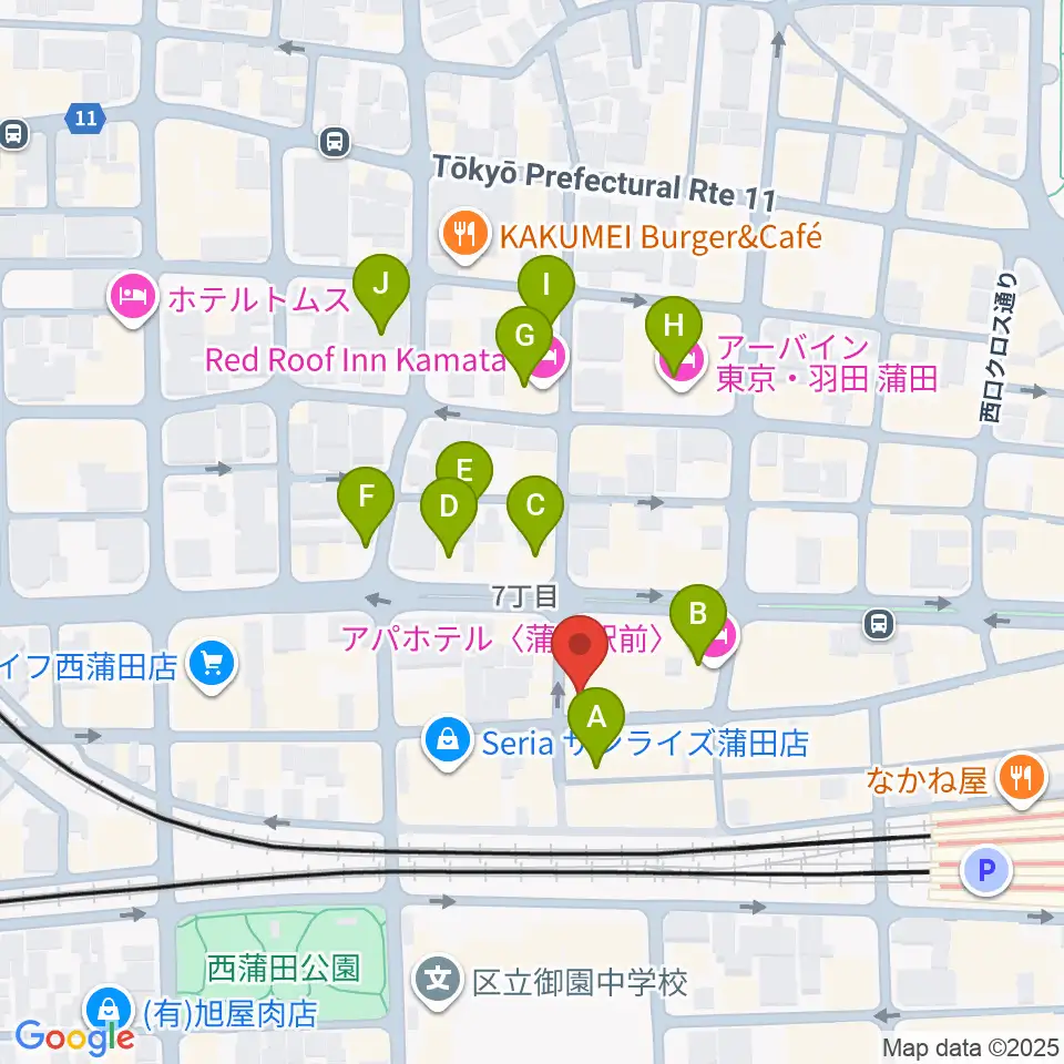 新堀ギター音楽院 蒲田教室周辺のホテル一覧地図