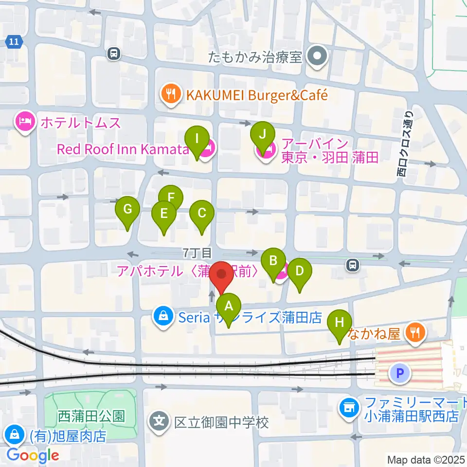 新堀ギター音楽院 蒲田教室周辺のホテル一覧地図