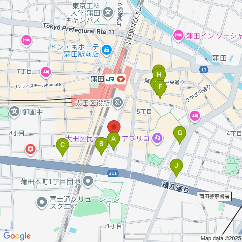 カワイ音楽教室 蒲田センター周辺のホテル一覧地図