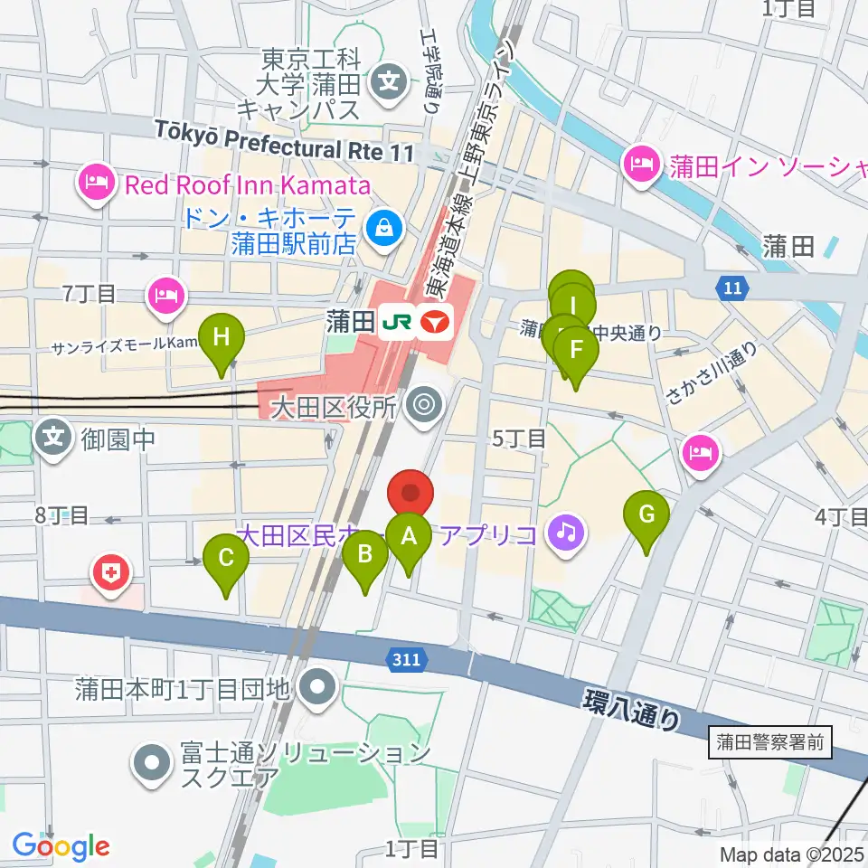 カワイ音楽教室 蒲田センター周辺のホテル一覧地図
