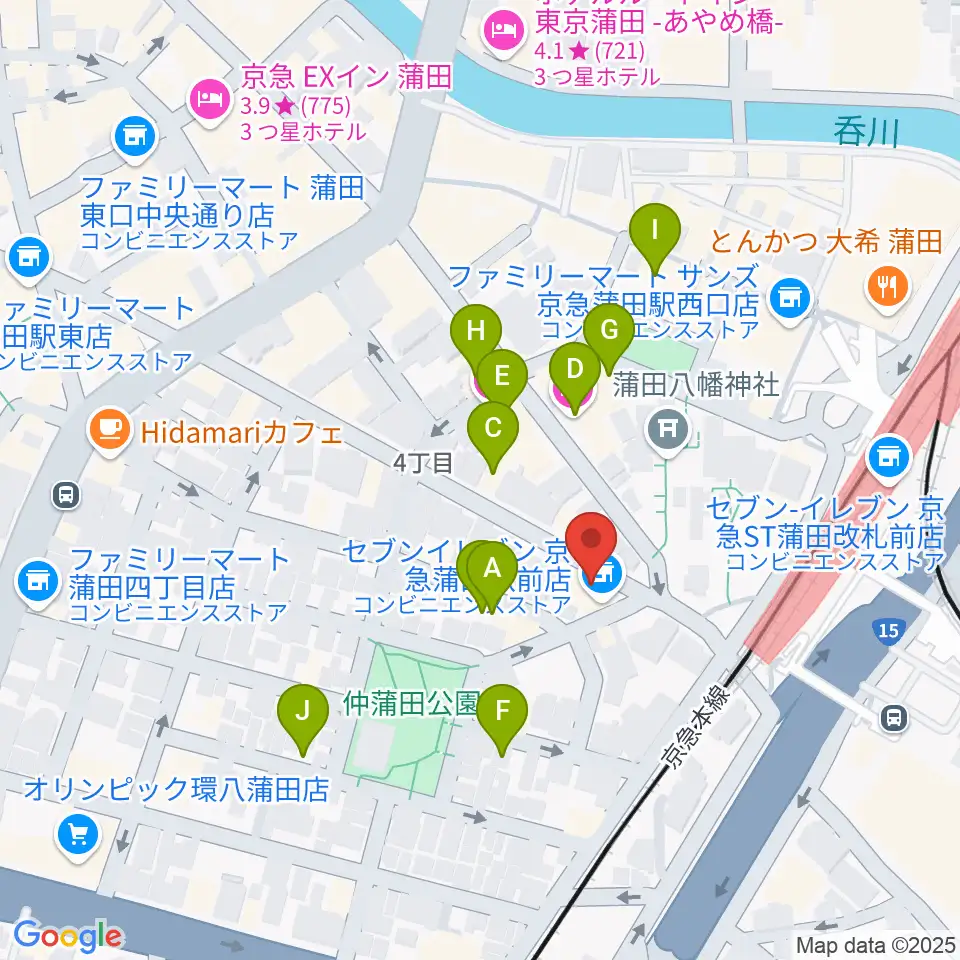 スター楽器蒲田センター周辺のホテル一覧地図
