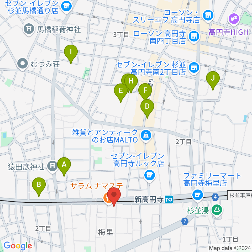 新高円寺LOFT X周辺のホテル一覧地図