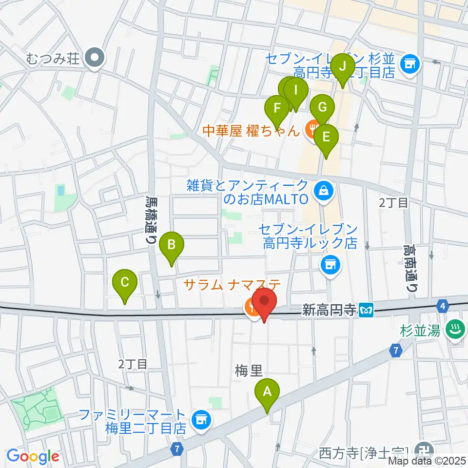 新高円寺LOFT X周辺のホテル一覧地図