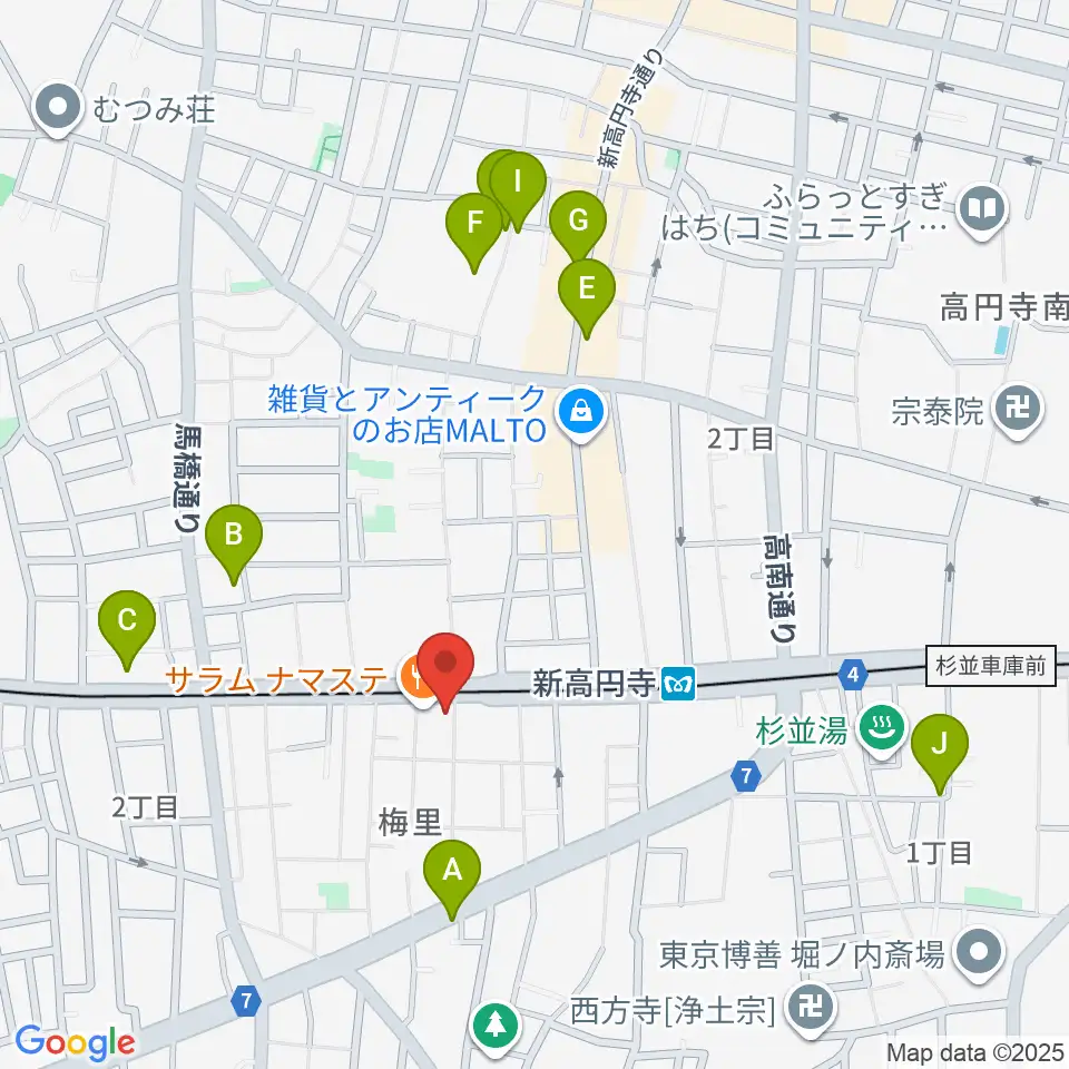 新高円寺LOFT X周辺のホテル一覧地図