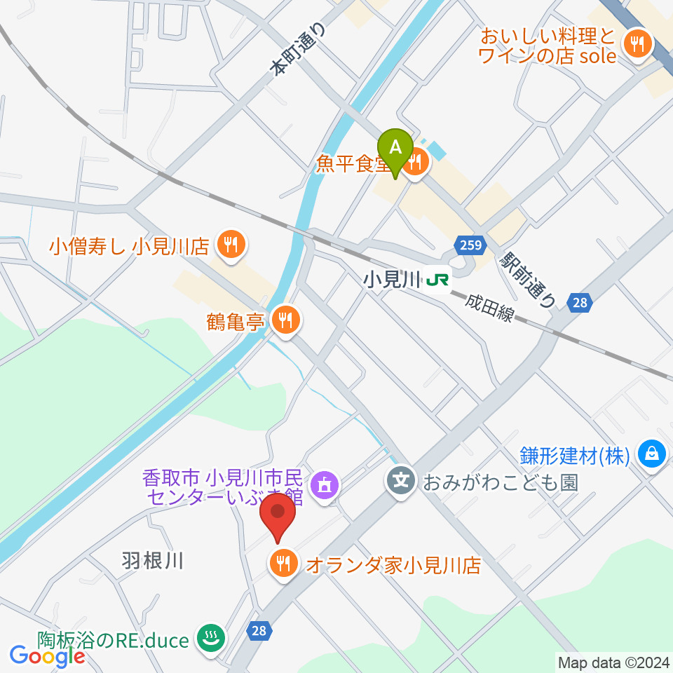 小見川市民センターいぶき館周辺のホテル一覧地図