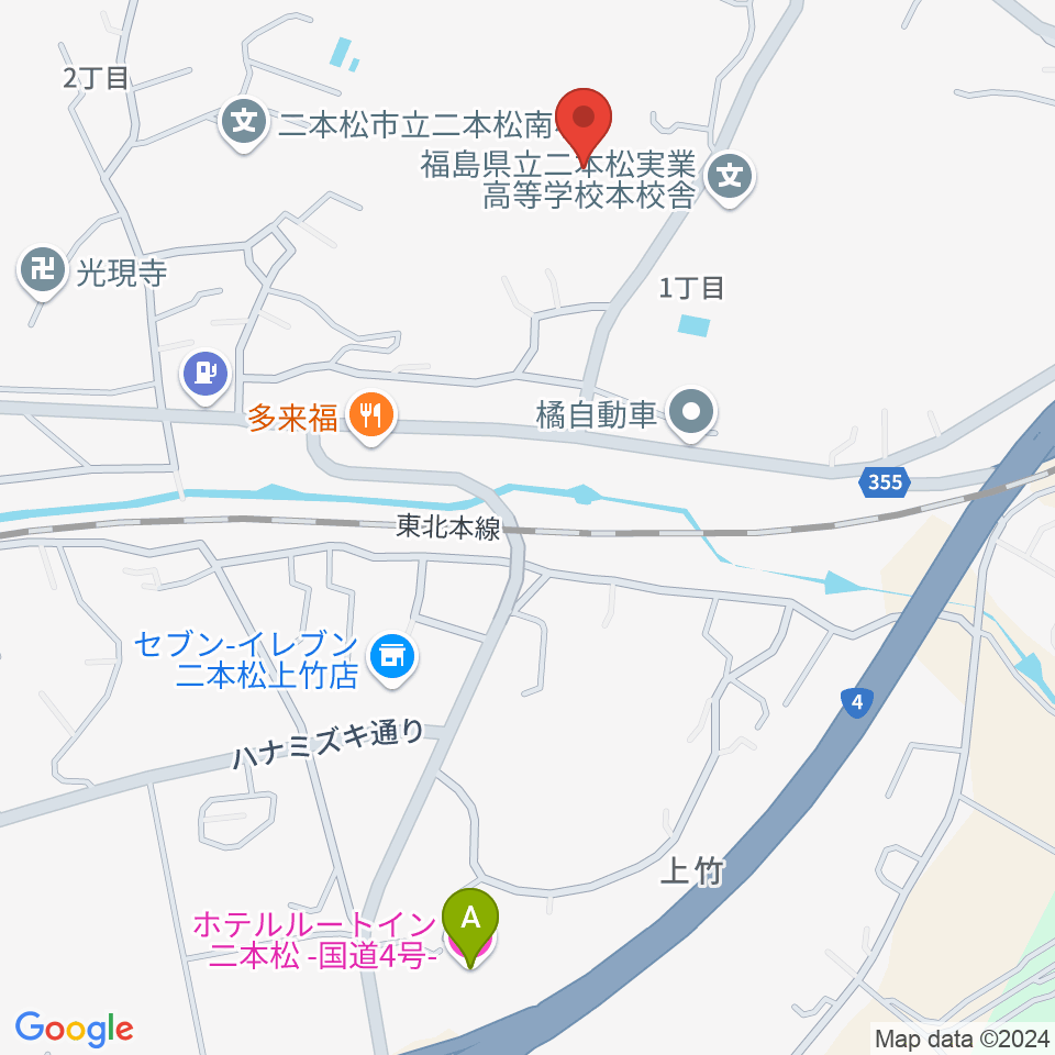 二本松市民会館周辺のホテル一覧地図