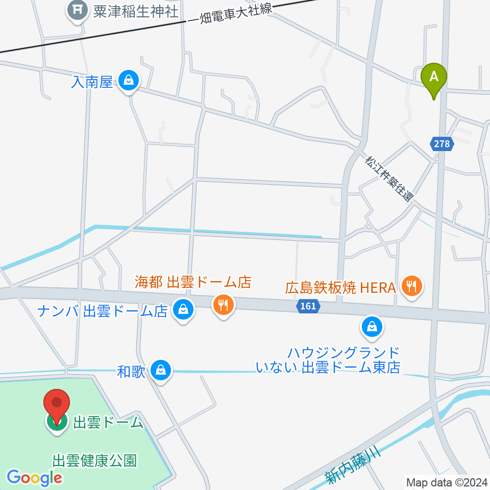 出雲ドーム周辺のホテル一覧地図