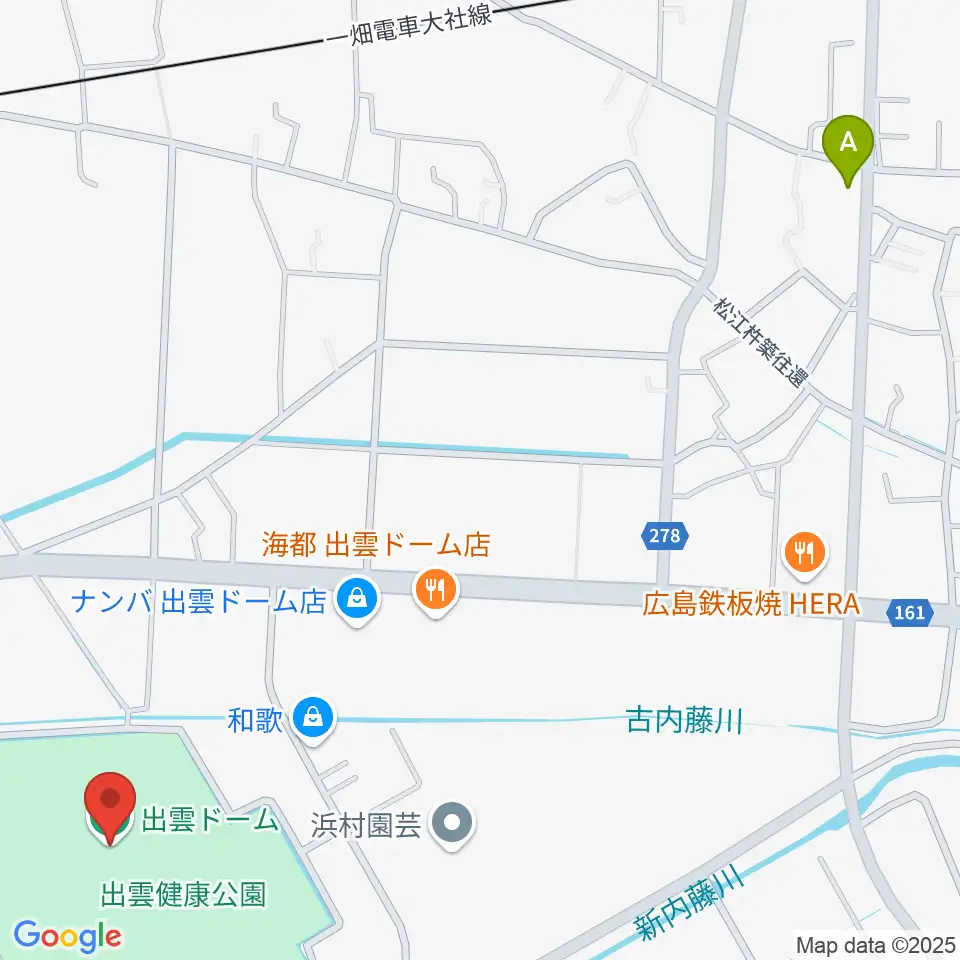 出雲ドーム周辺のホテル一覧地図