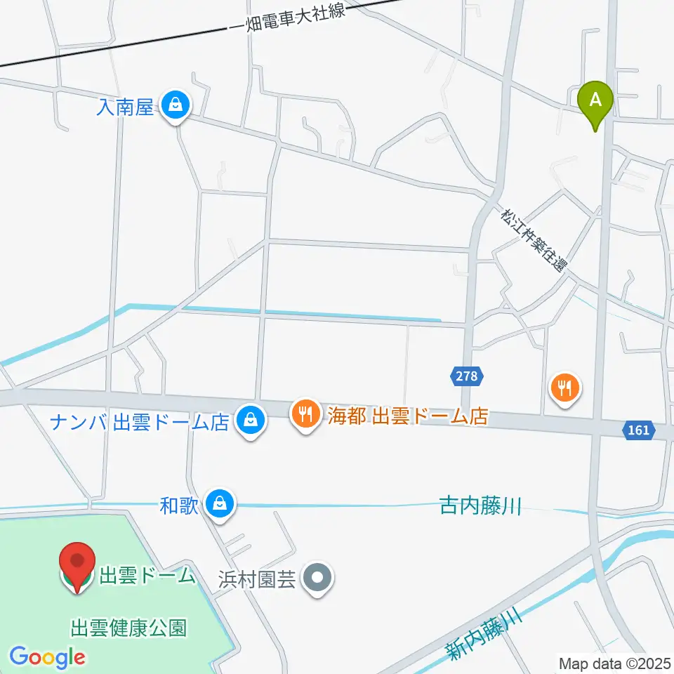 出雲ドーム周辺のホテル一覧地図