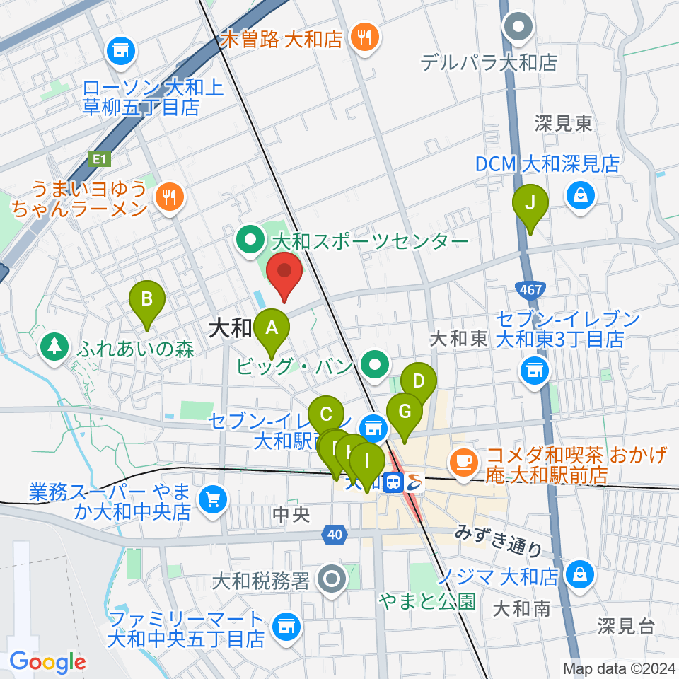 大和スポーツセンター体育会館周辺のホテル一覧地図