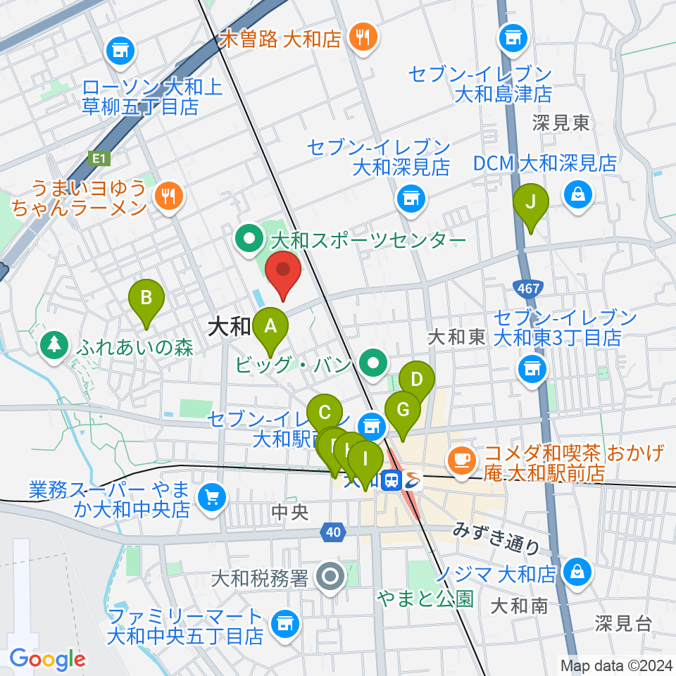 大和スポーツセンター体育会館周辺のホテル一覧地図