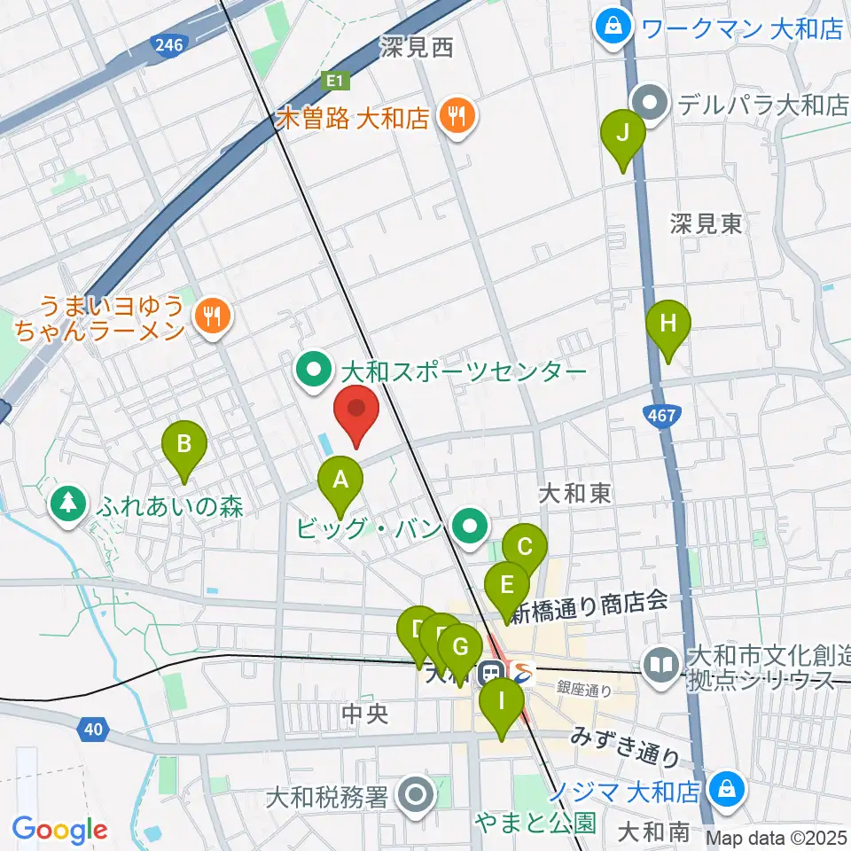 大和スポーツセンター体育会館周辺のホテル一覧地図
