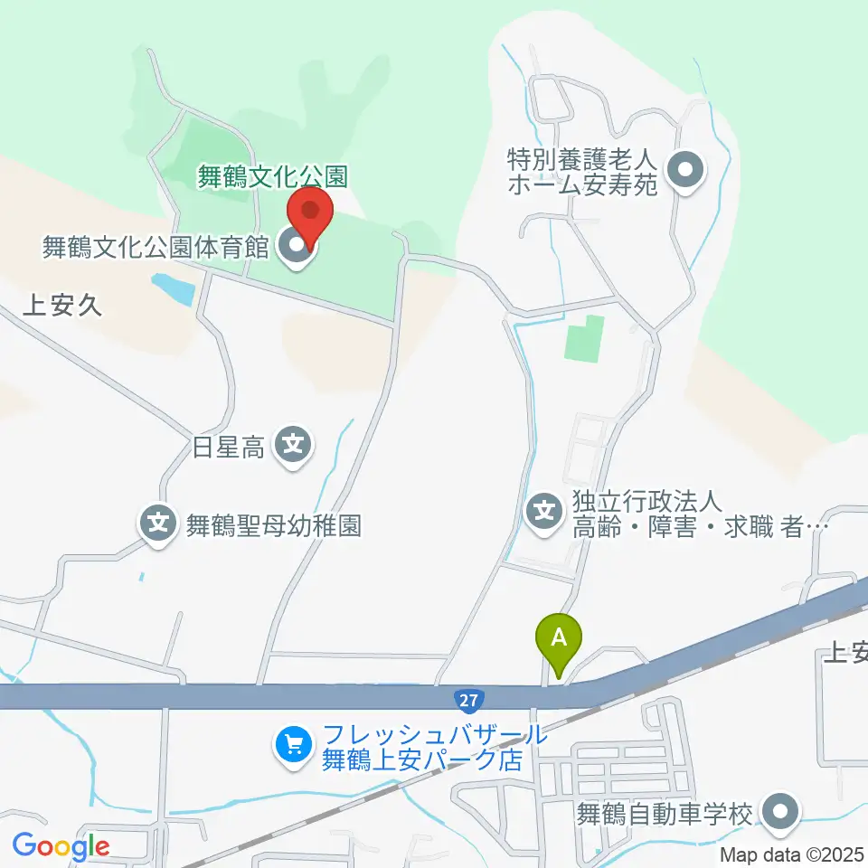 舞鶴文化公園体育館周辺のホテル一覧地図