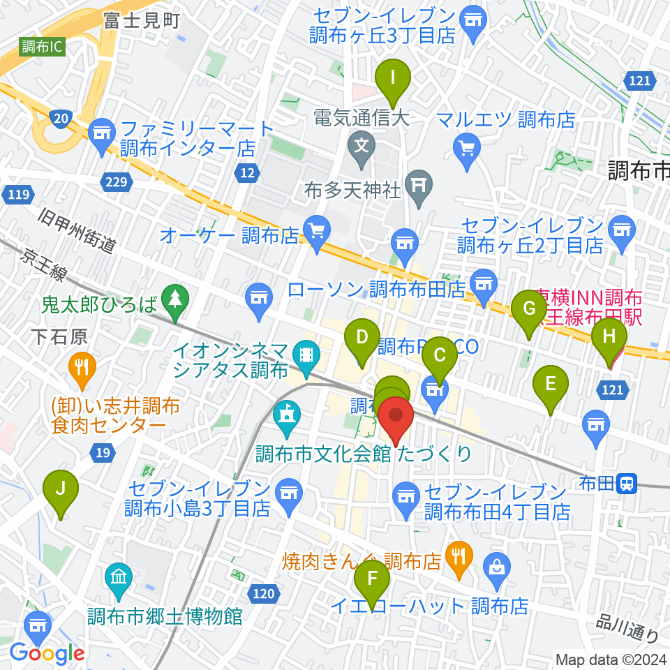 スタジオニド調布店周辺のホテル一覧地図