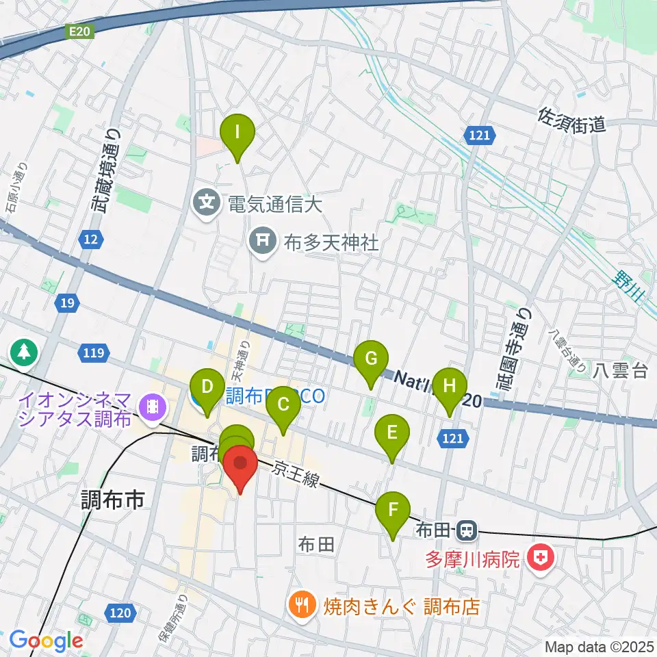 スタジオニド調布店周辺のホテル一覧地図