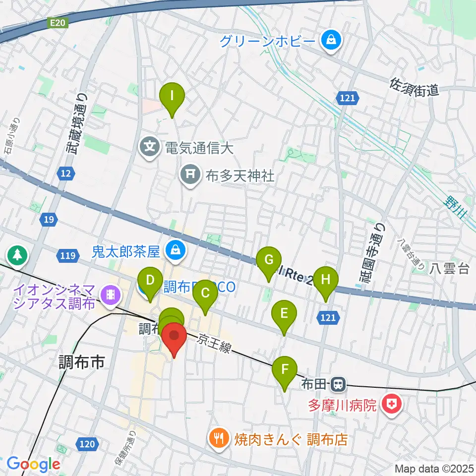スタジオニド調布店周辺のホテル一覧地図