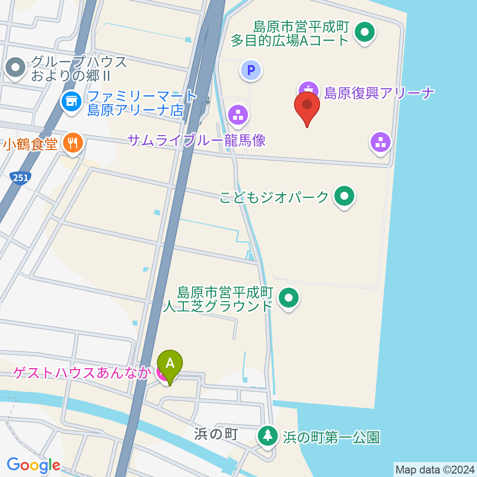 島原復興アリーナ周辺のホテル一覧地図