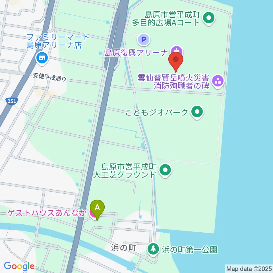 島原復興アリーナ周辺のホテル一覧地図