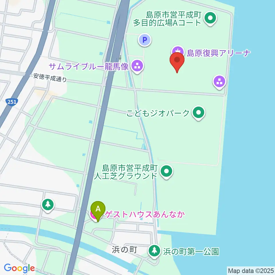 島原復興アリーナ周辺のホテル一覧地図