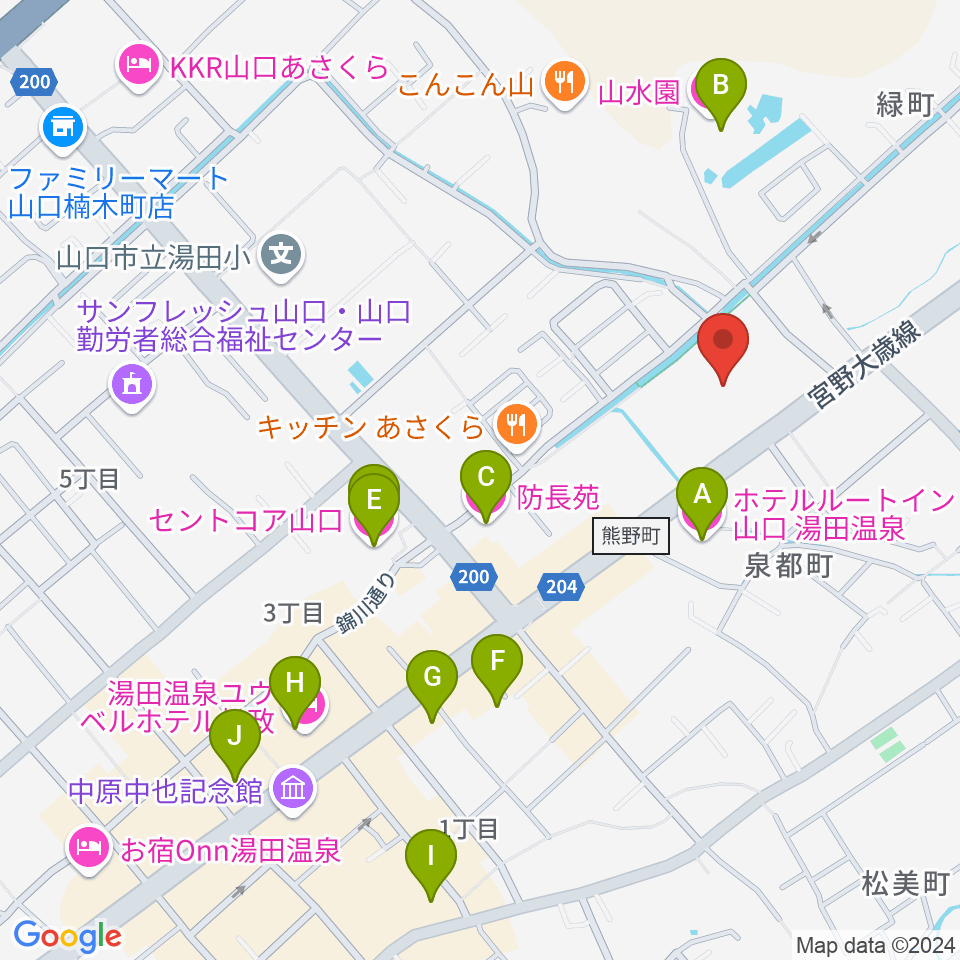 ニューメディアプラザ山口周辺のホテル一覧地図