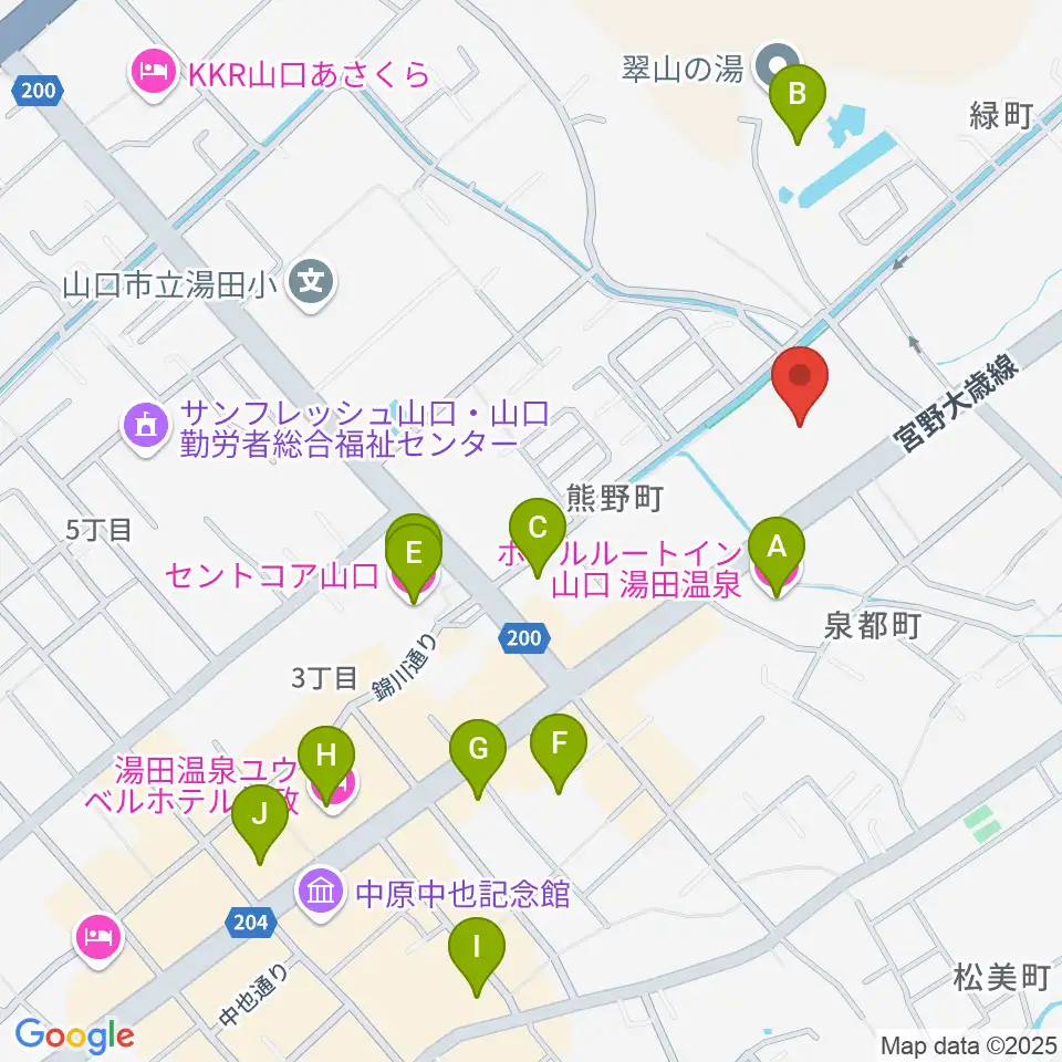 ニューメディアプラザ山口周辺のホテル一覧地図