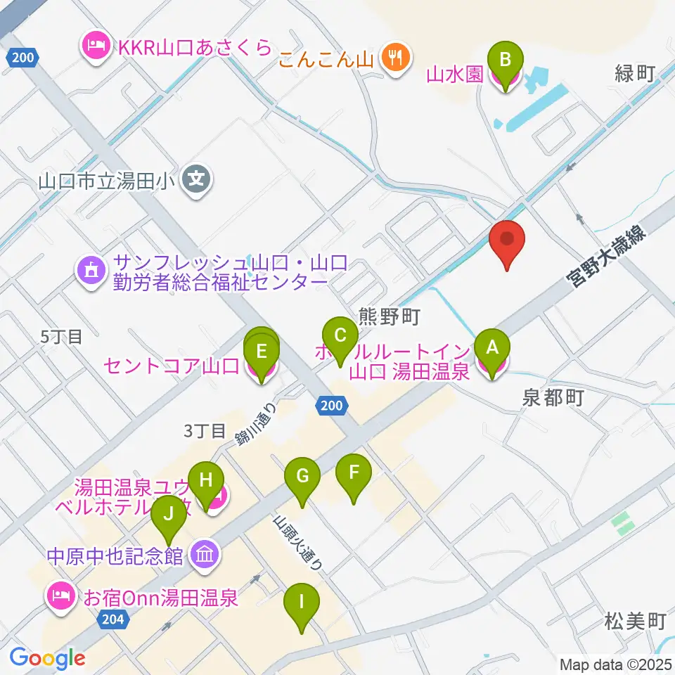 ニューメディアプラザ山口周辺のホテル一覧地図