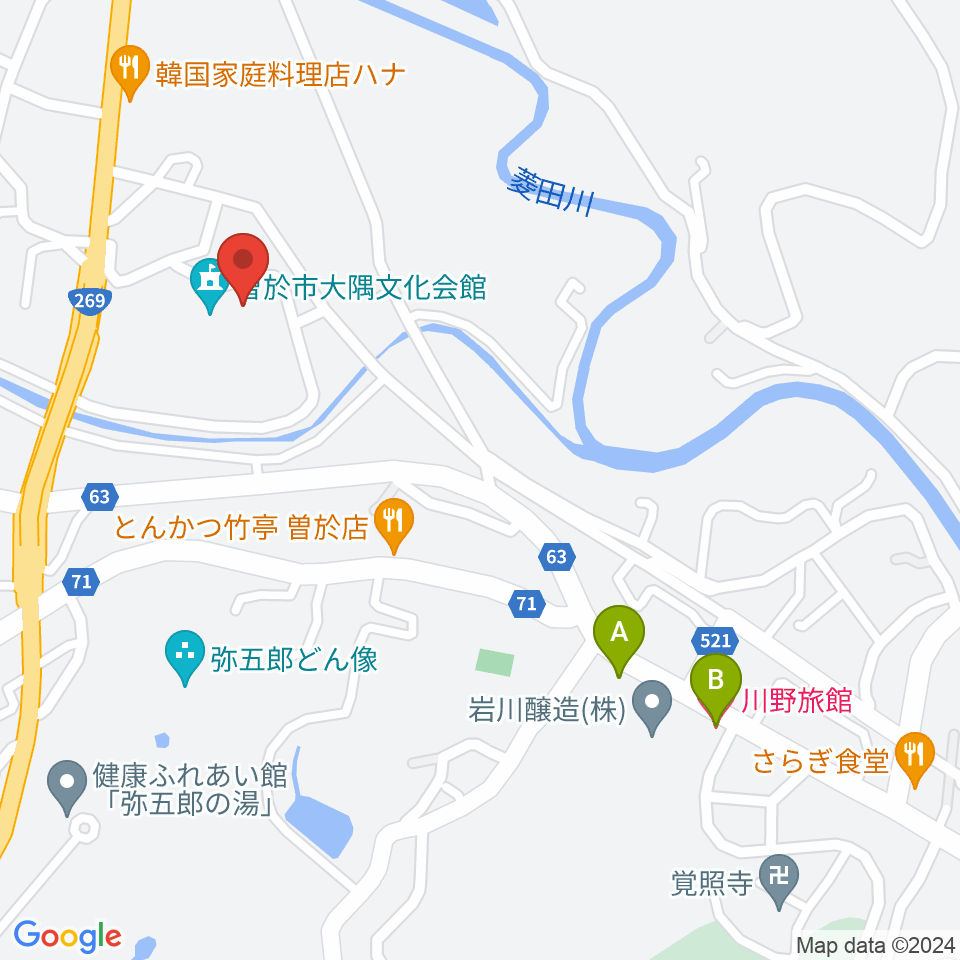大隅文化会館周辺のホテル一覧地図