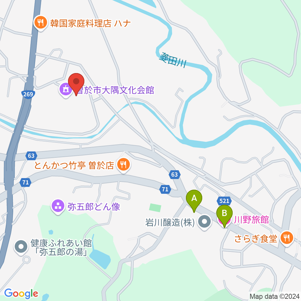 大隅文化会館周辺のホテル一覧地図