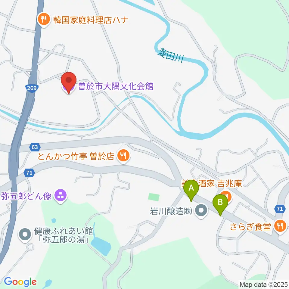 曽於市大隅文化会館周辺のホテル一覧地図