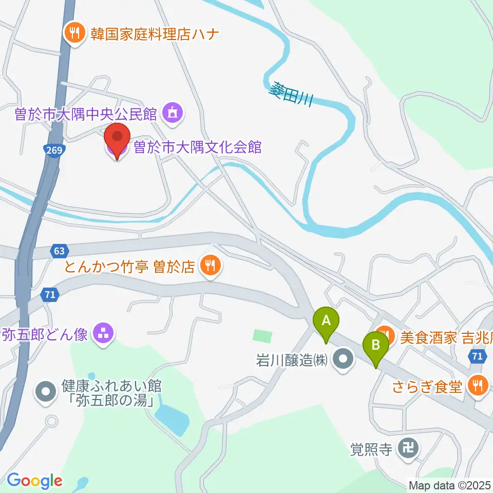 曽於市大隅文化会館周辺のホテル一覧地図