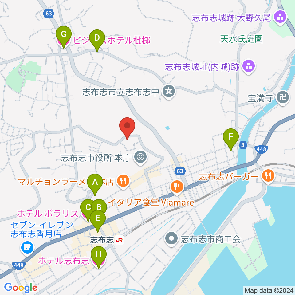 コミュニティセンター志布志市文化会館周辺のホテル一覧地図