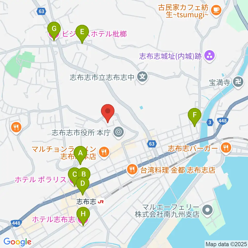 コミュニティセンター志布志市文化会館周辺のホテル一覧地図