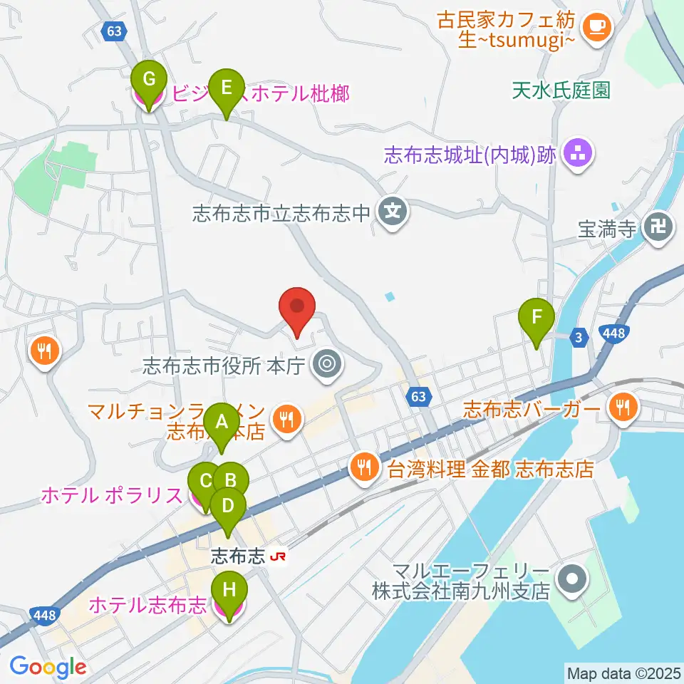 コミュニティセンター志布志市文化会館周辺のホテル一覧地図