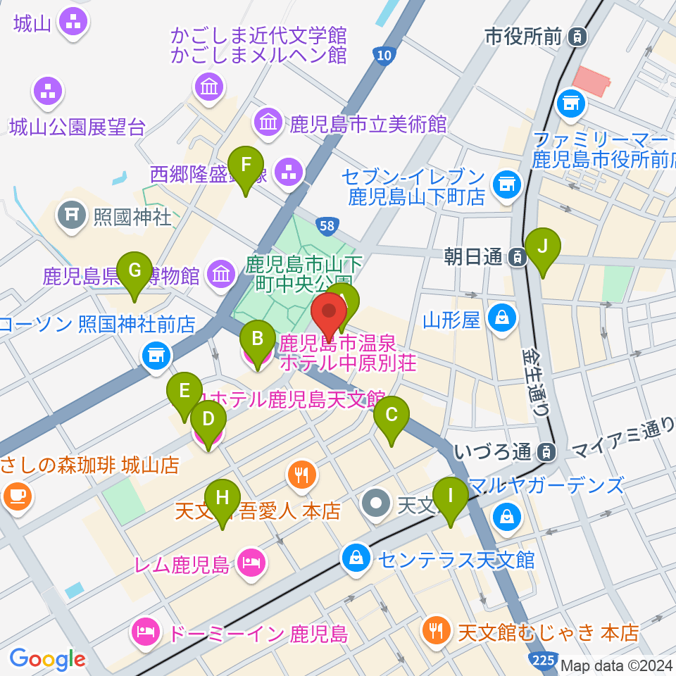 天文館シネマパラダイス周辺のホテル一覧地図