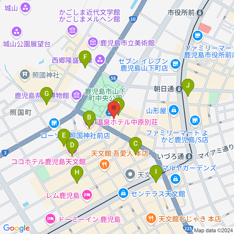 天文館シネマパラダイス周辺のホテル一覧地図