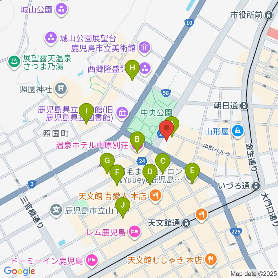 天文館シネマパラダイス周辺のホテル一覧地図