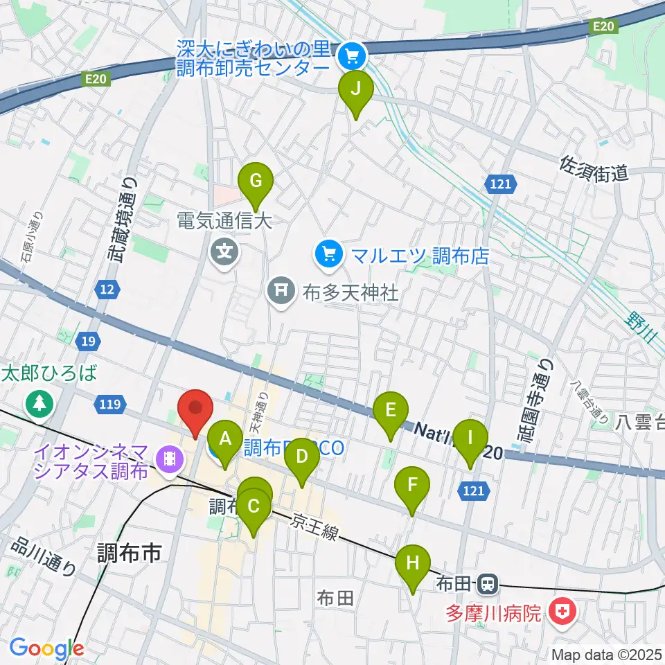 調布Cross周辺のホテル一覧地図