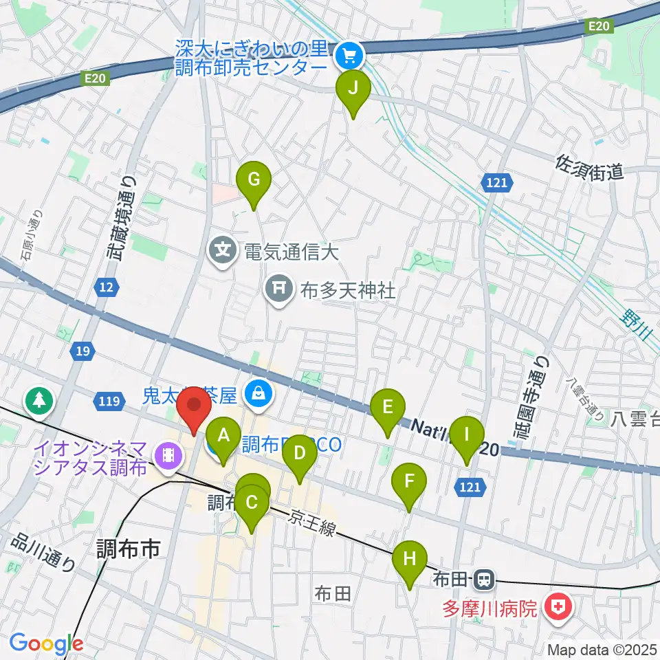 調布Cross周辺のホテル一覧地図