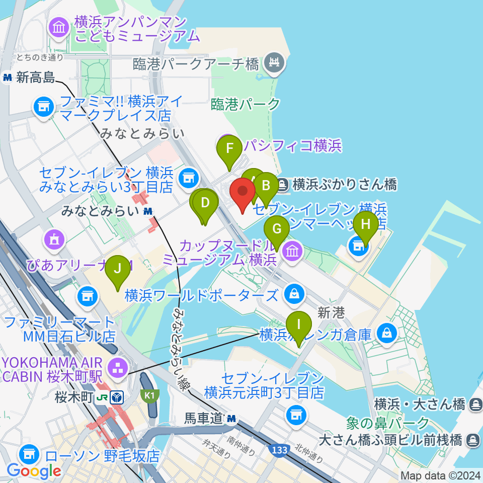 パシフィコ横浜 会議センター周辺のホテル一覧地図