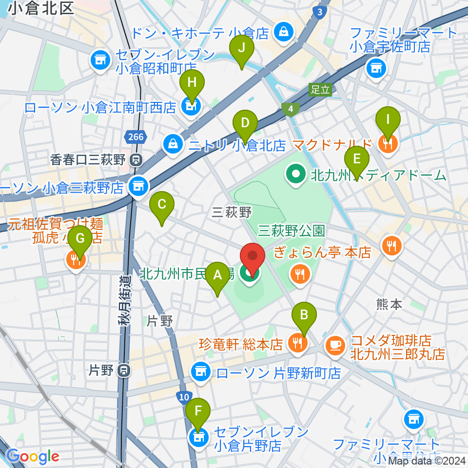 北九州市民球場周辺のホテル一覧地図