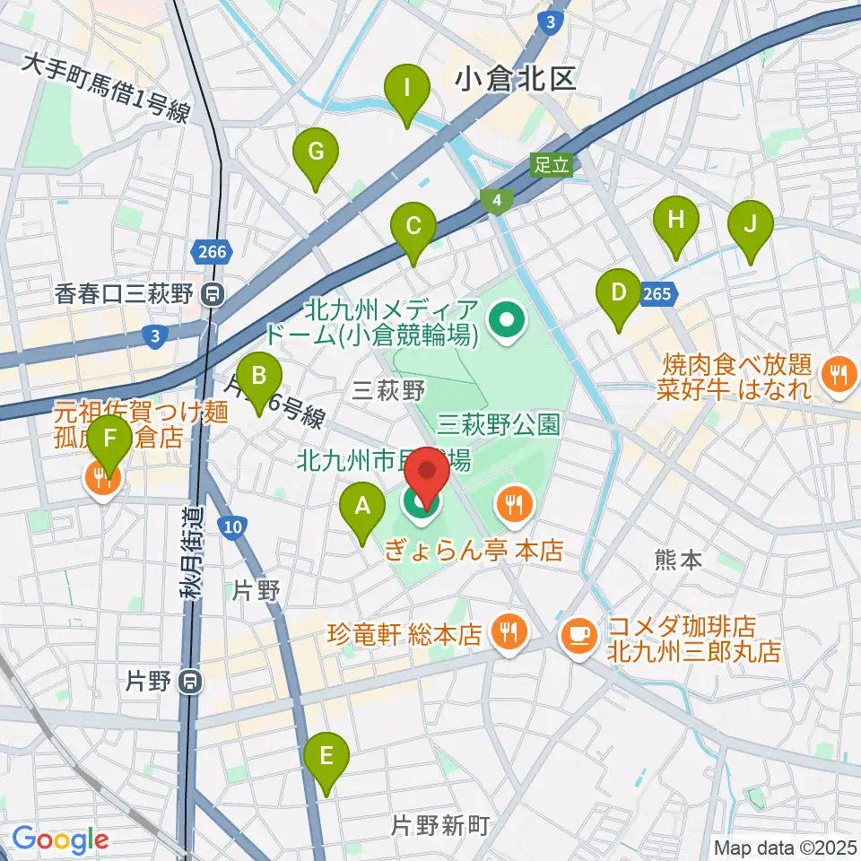 北九州市民球場周辺のホテル一覧地図