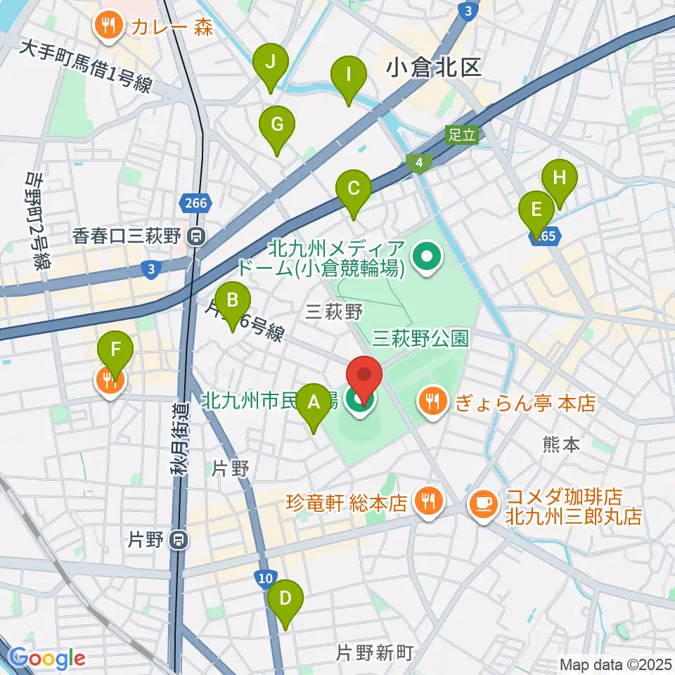 北九州市民球場周辺のホテル一覧地図