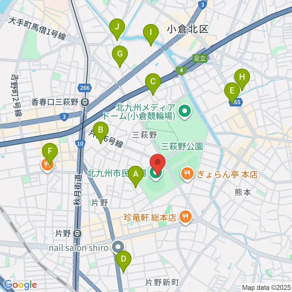 北九州市民球場周辺のホテル一覧地図