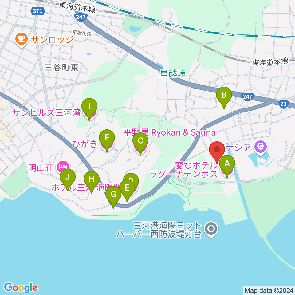 ラグーナテンボス アートシアター周辺のホテル一覧地図