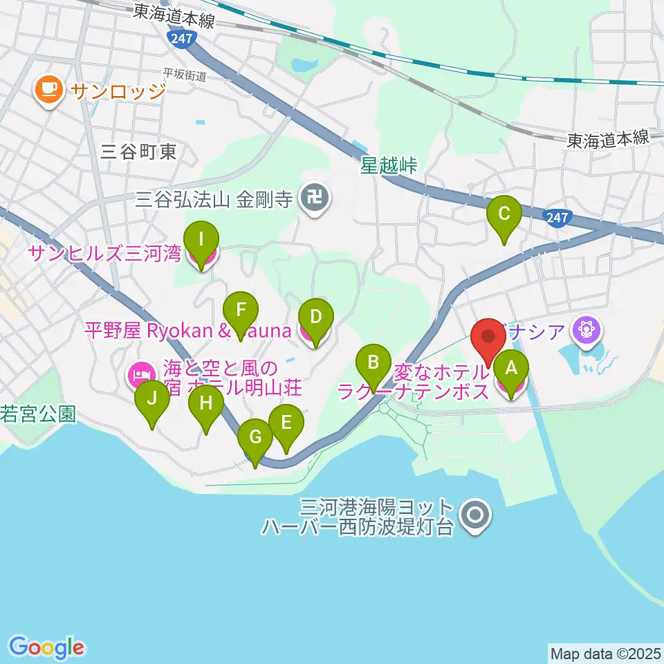 ラグーナテンボス アートシアター周辺のホテル一覧地図